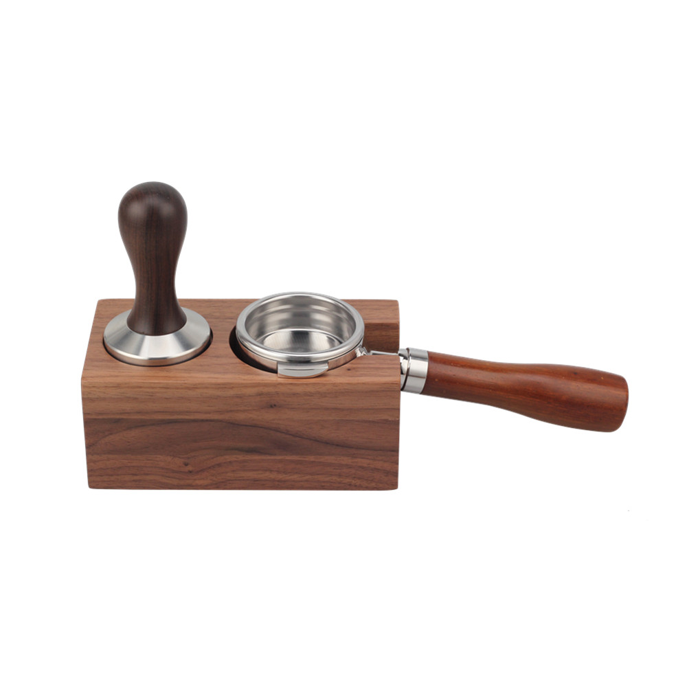 Natural Walnut Wood Espresso Tamping Station for Portafilter And Tamper — 2