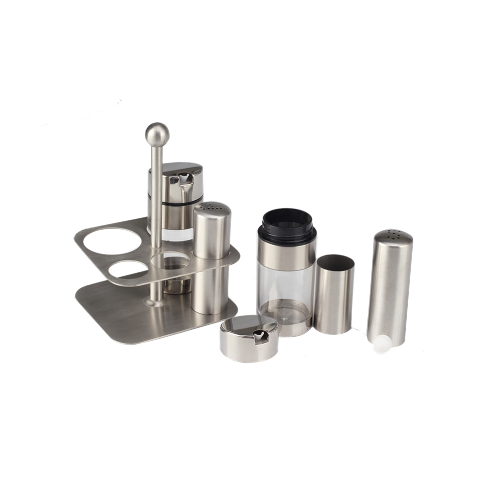 Stainless Steel Condiment Set with Stand — 3