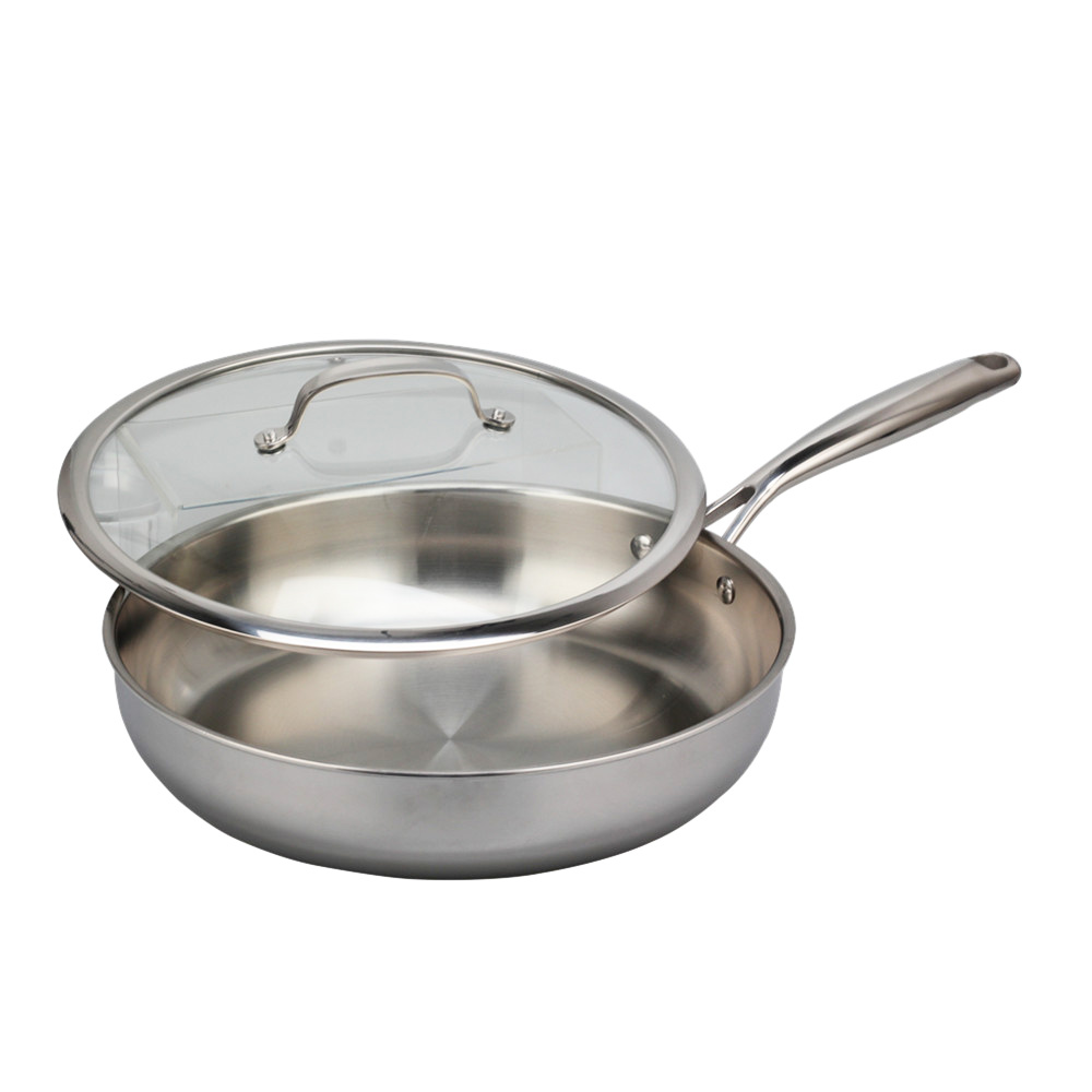 Stainless Steel Tri-Ply Frying Pan With Glass Lid Compatible With All Stovetops — 2