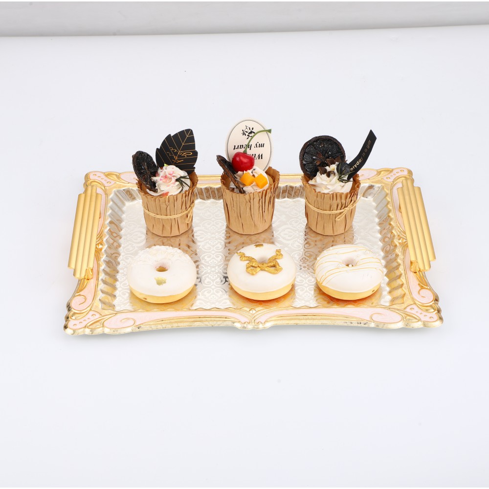 Rectangular Iron Tray Pattern Double Color, Coffee Tea Serving Tray — product information