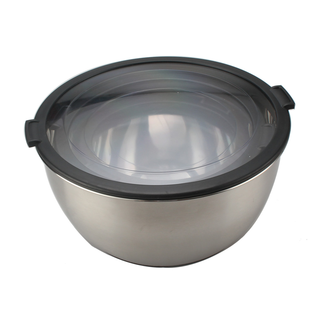 Stainless Steel Mixing Bowls With Plastic Clear Lids Set — 3