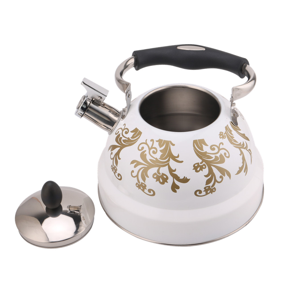 White Color Stainless Steel Whistling Tea Kettle With Silicone Handle — 5