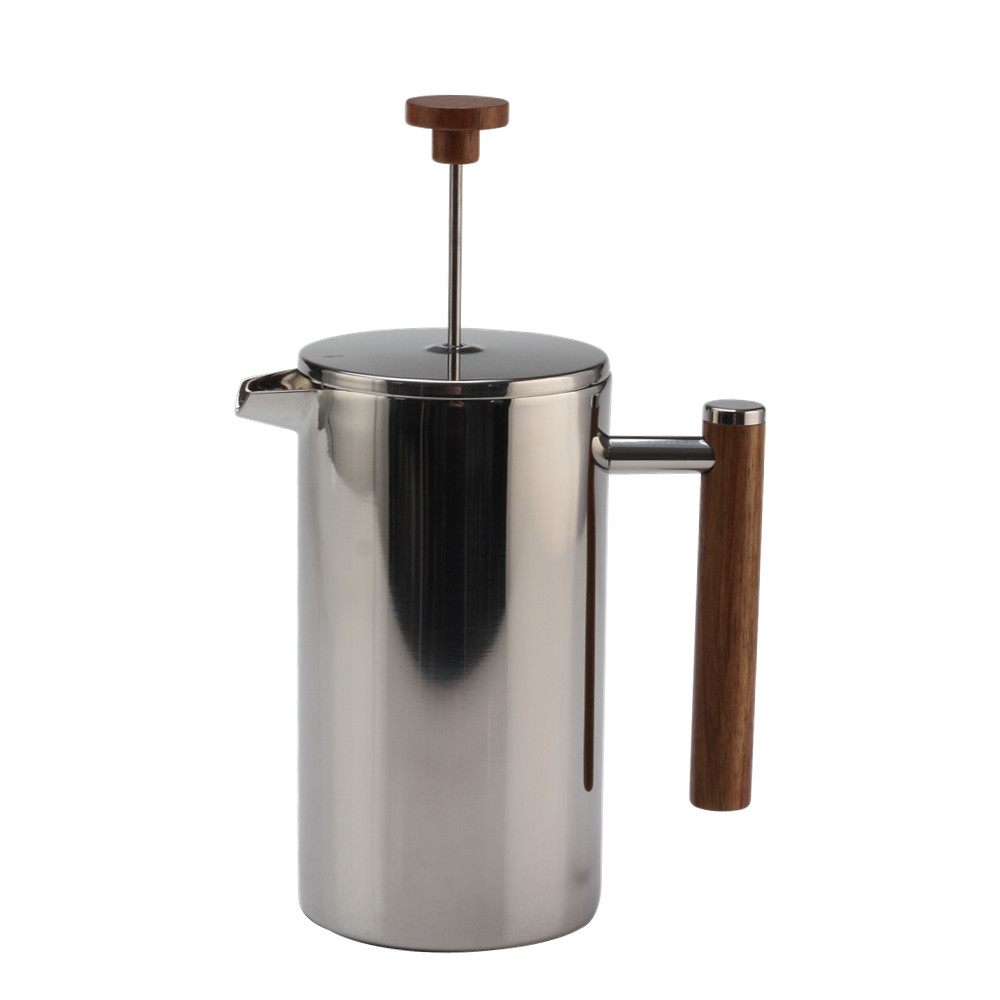 Stylish French Press Coffee And Tea Maker With Wood Handle And Knob — 7