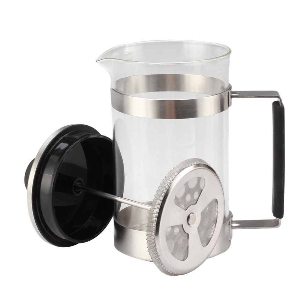 Stainless Steel Plunger System Heat Resistant Glass Coffee Press With Durable Handle — product information