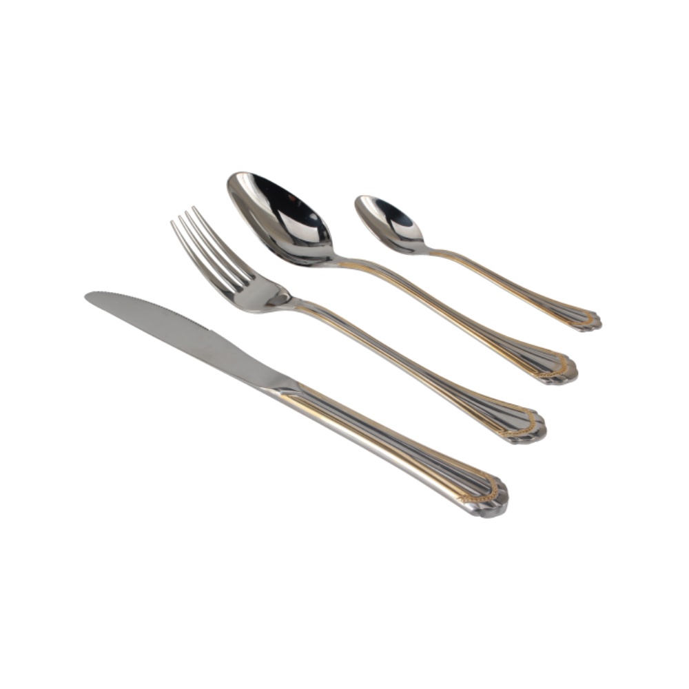 4-pcs Set Stainless Steel  Flatware set Dishwasher Safe (65, Gold Accent) — 5