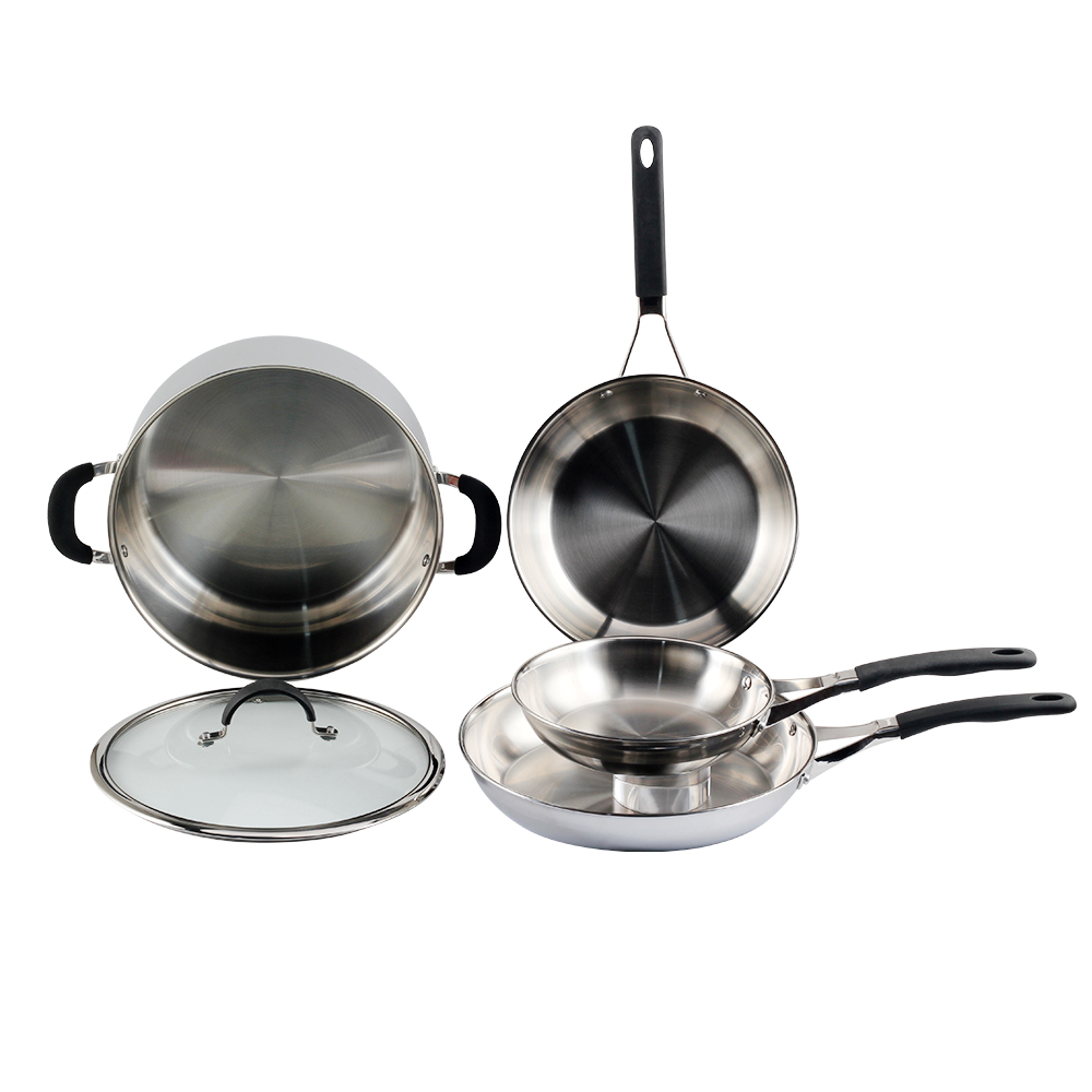 3 Ply Stainless Steel Cookware Set With Silicone Handle — 3