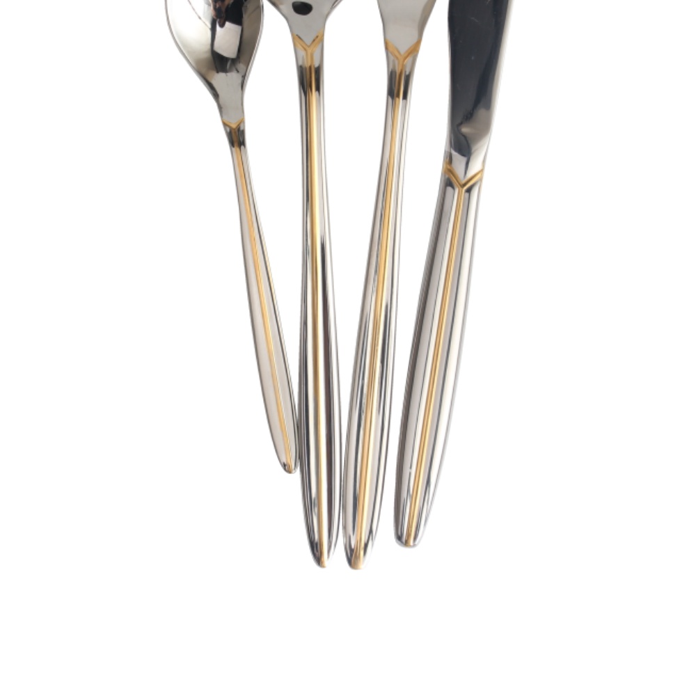 Gold Accent 4-pcs Set Stainless Steel Flatware set Dishwasher Safe — 9