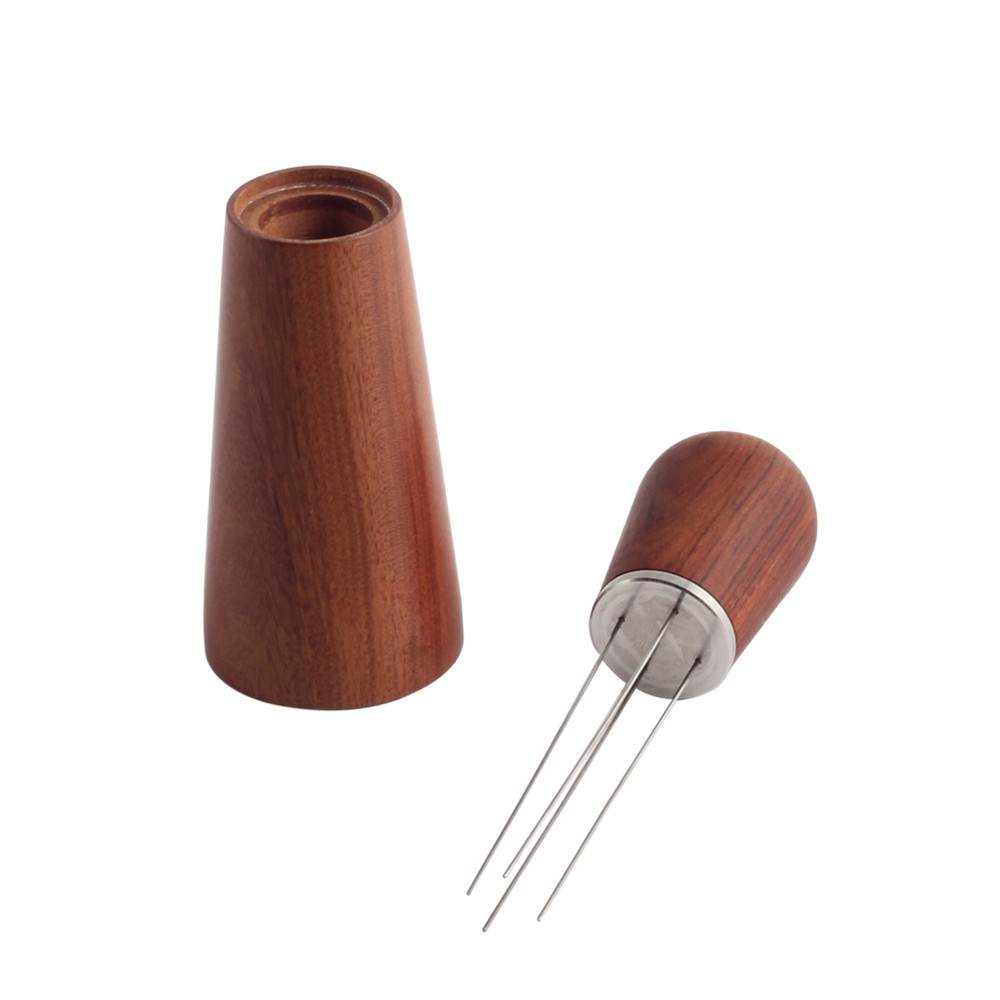 Espresso Distribution Tools, Nature Wood Handle With Stand
