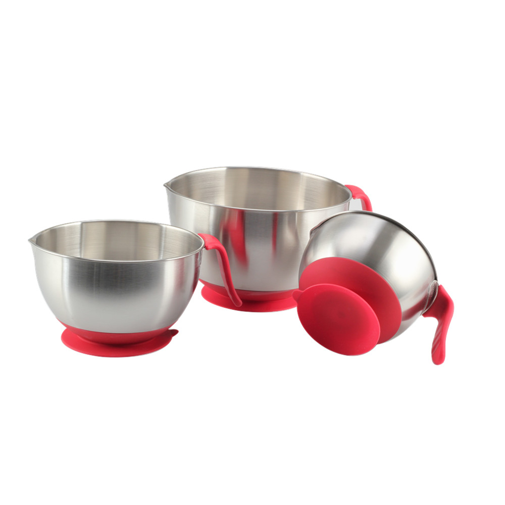 Stainless Steel Mixing Bowl With Suction Cup Silicone Bottom & Long Handle — 7