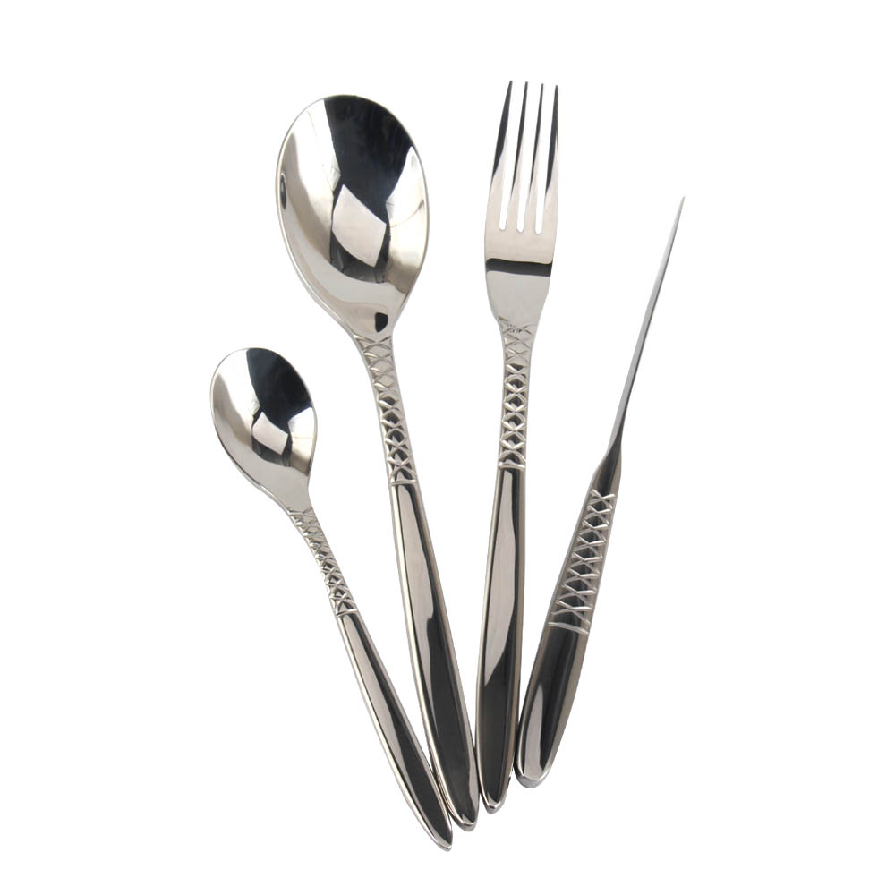 Stainless Steel Flatware Set, Mirror Polished Cutlery Set Utensil Set, Tableware Include Forks Spoons Knives for Home Restaurant, Beaded Handle — 2