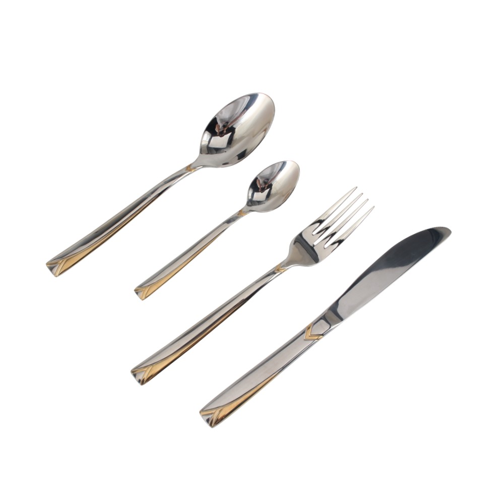 Stainless Steel Flatware Set, (65, Gold Accent) — 8