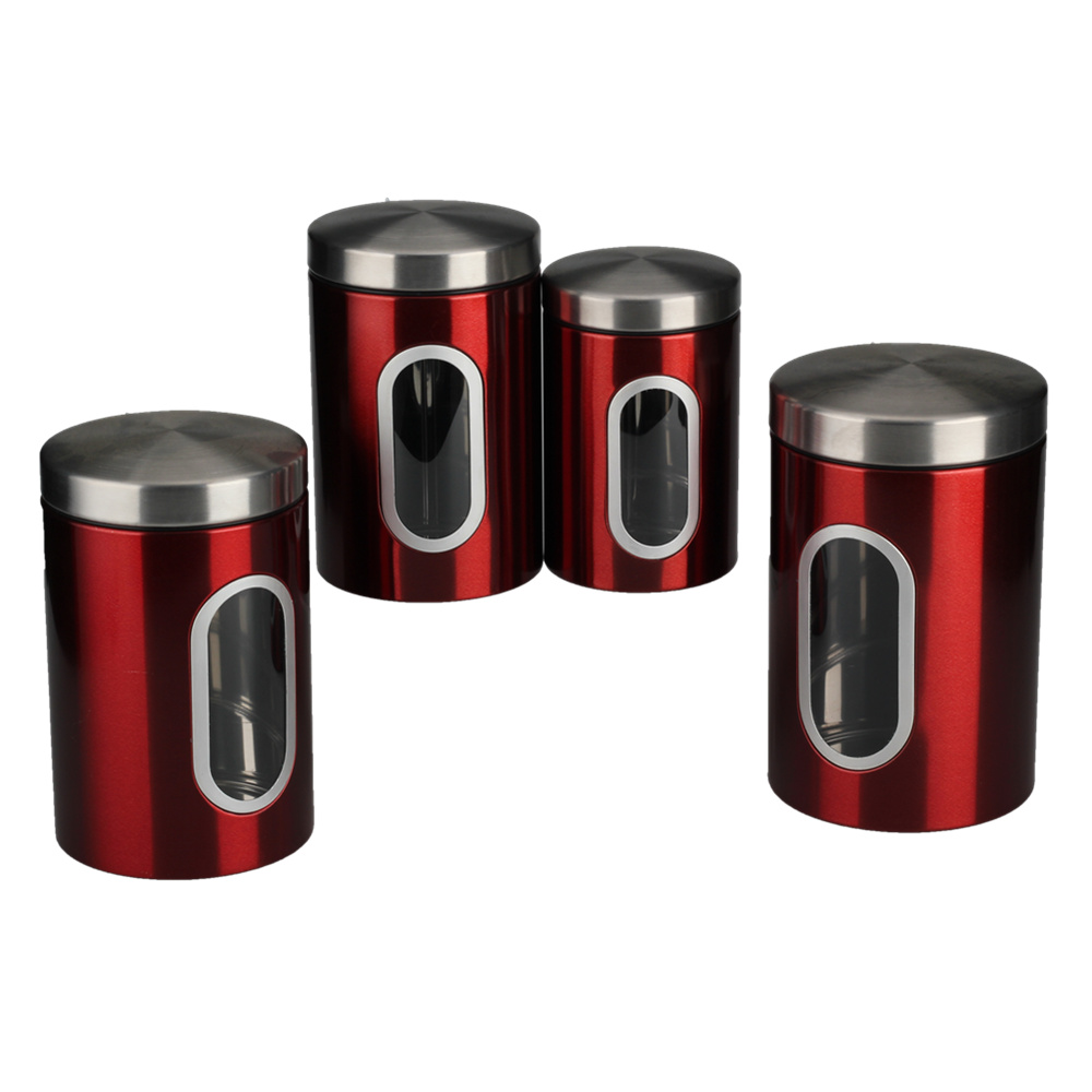 Airtight Stainless Steel Canisters Sets for The Kitchen With See Window — product information