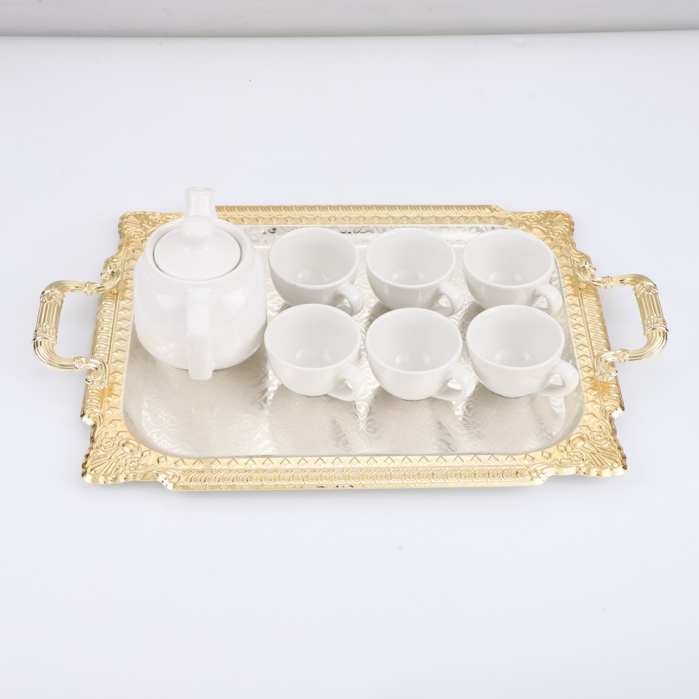 Metal Serving Tray, Rectangular Metal Serving Tray, Decorative Serving Platter — 2