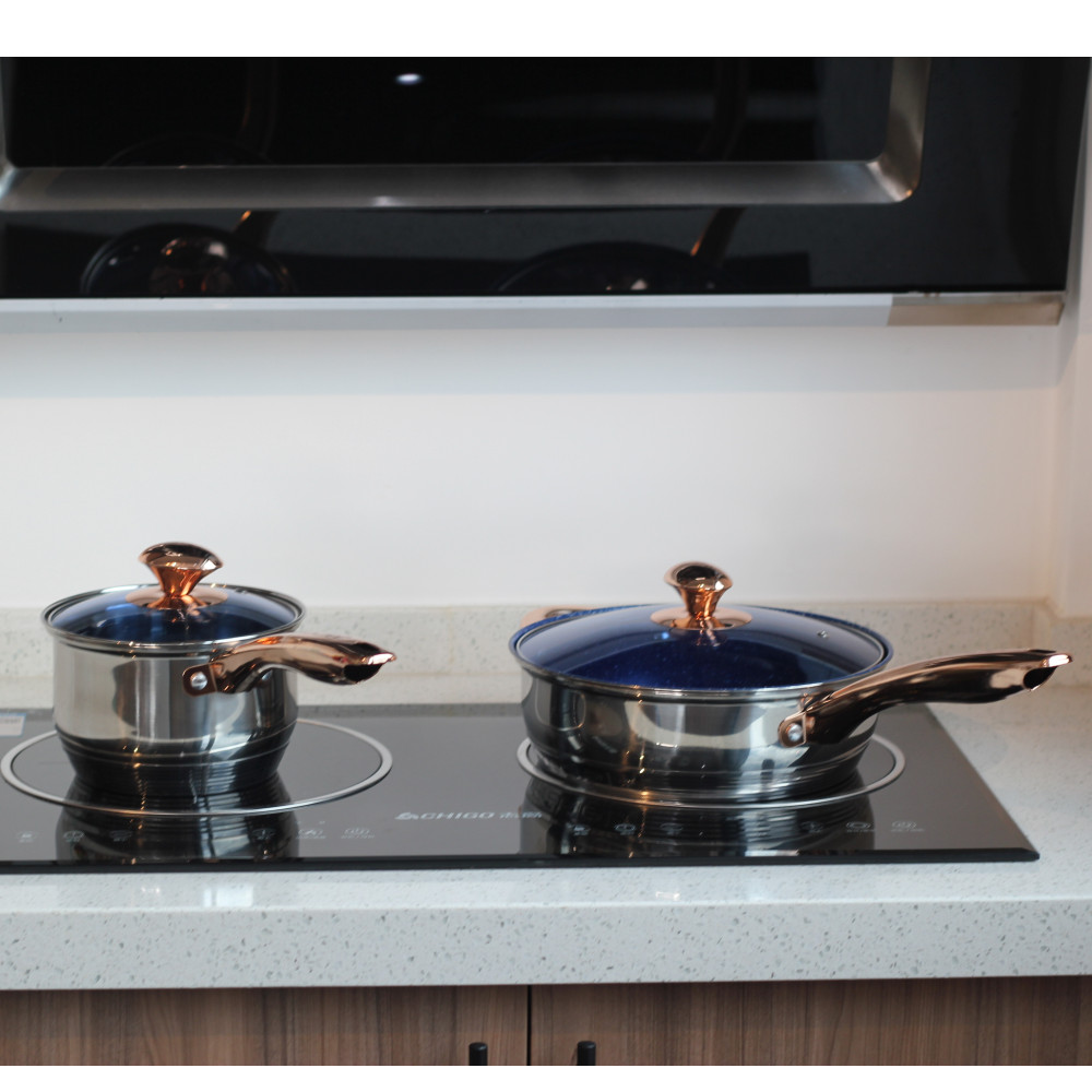 Non-Stick Cookware Set With Golden Handle — 6