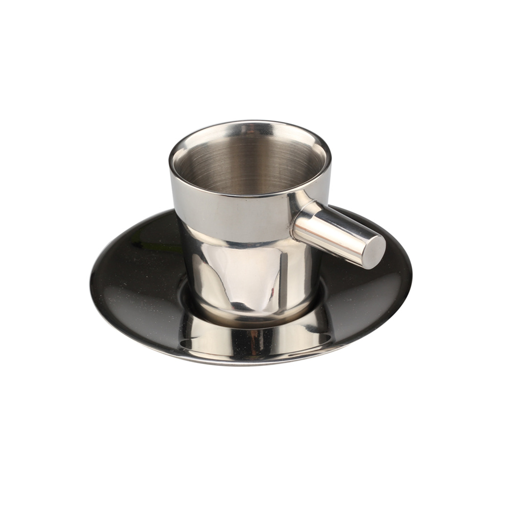 Stainless Steel Double Wall Coffee Mug With Saucer Cup — product information