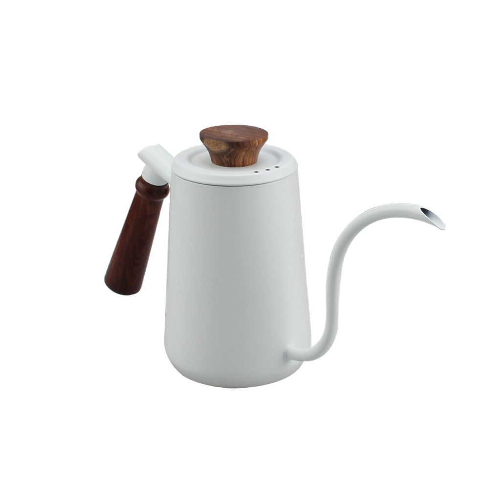 White Pour Over Coffee Kettle With Lid — 2