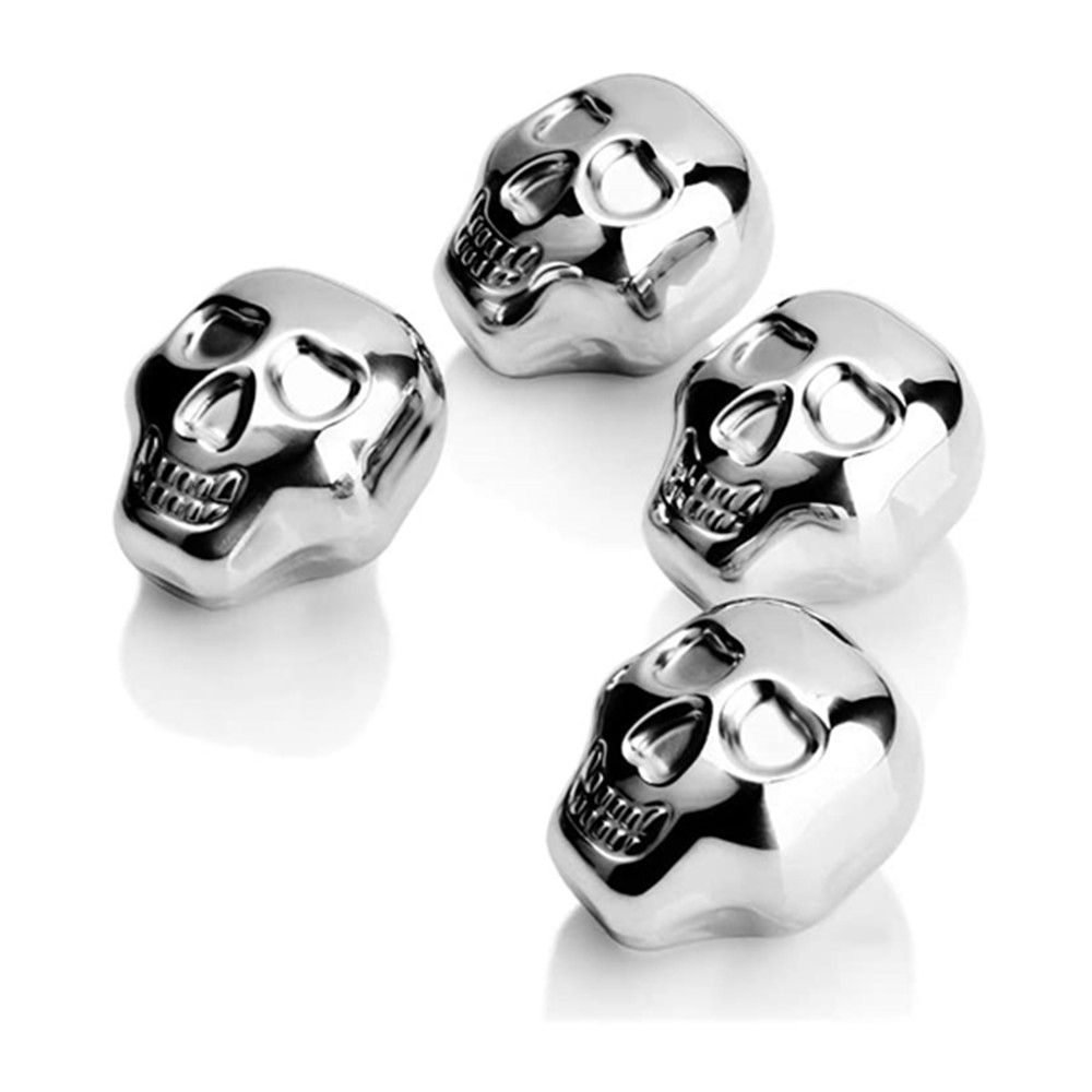 Stainless Steel Skull Ice Cube Whiskey Stone, Gifts for Men, Whiskey Stones Set — 3