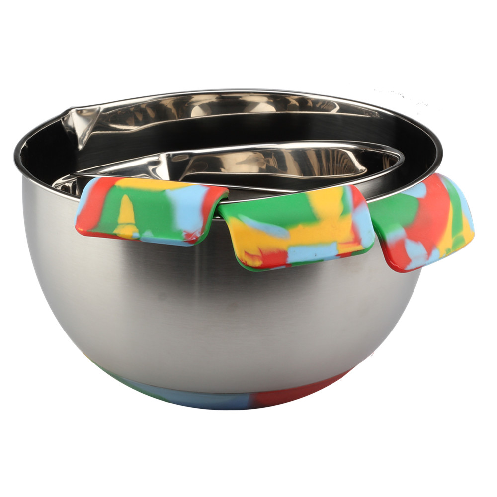 Set Of 3 Mixing Bowls With Colorful Silicone, Non Slip Base Bowls With Handle — product information