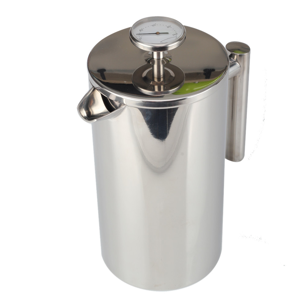 Stainless Steel Double Wall French Press With Thermometer — 6