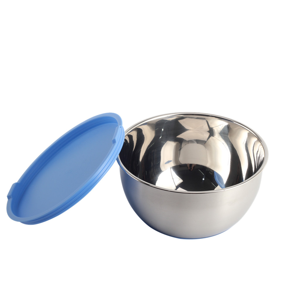 Mixing Bowl Set Of 5, Stainless Steel Salad Nesting Bowl With Pe Lids — 6