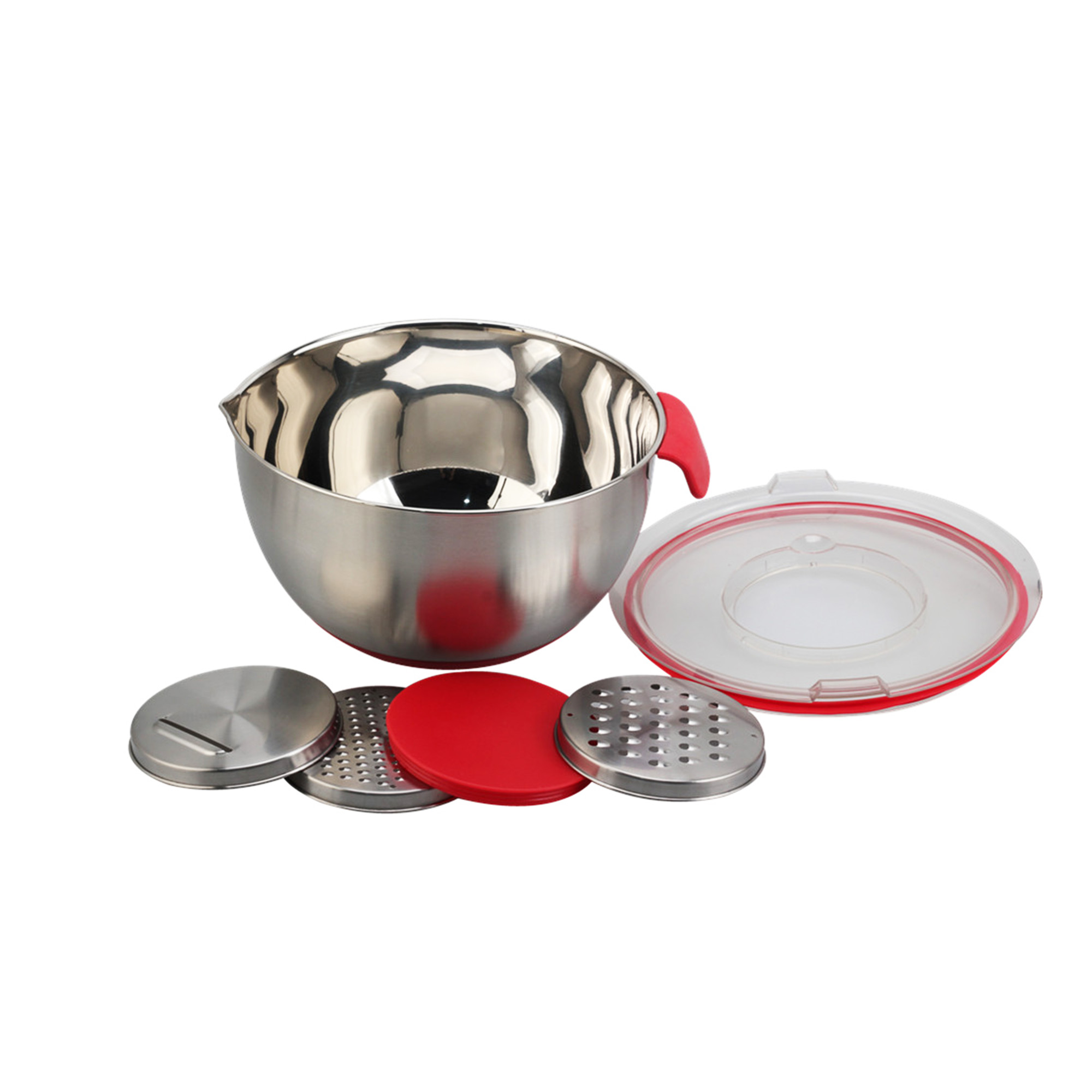 Stainless Steel Mixing Bowl With 3pcs Graters & Handle