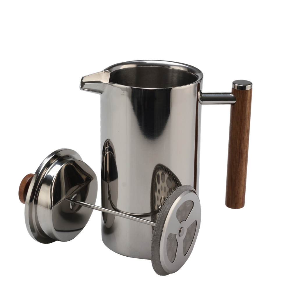 Stylish French Press Coffee And Tea Maker With Wood Handle And Knob — 5