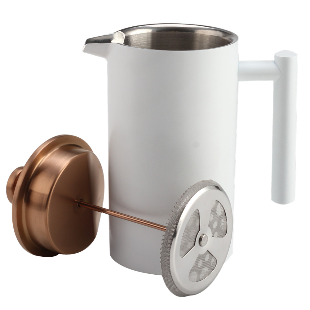 White Stainless Steel French Press Coffee Maker — 6