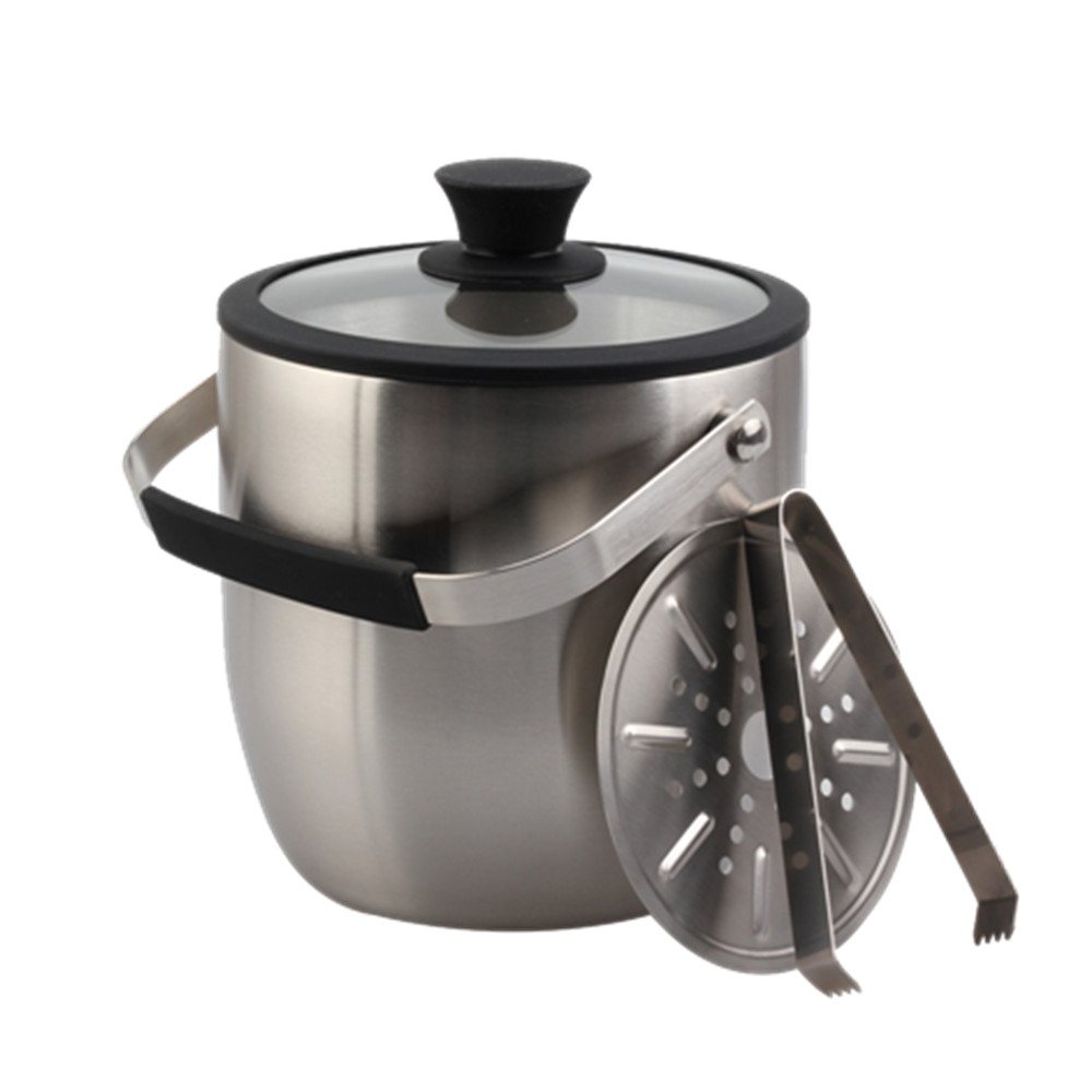 Tempered Glass Lid, Ice Bucket, Stainless Steel Ice Bucket, Double Walled — product information