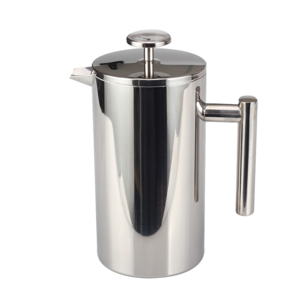Stainless Steel Double Wall French Press With Thermometer — 5