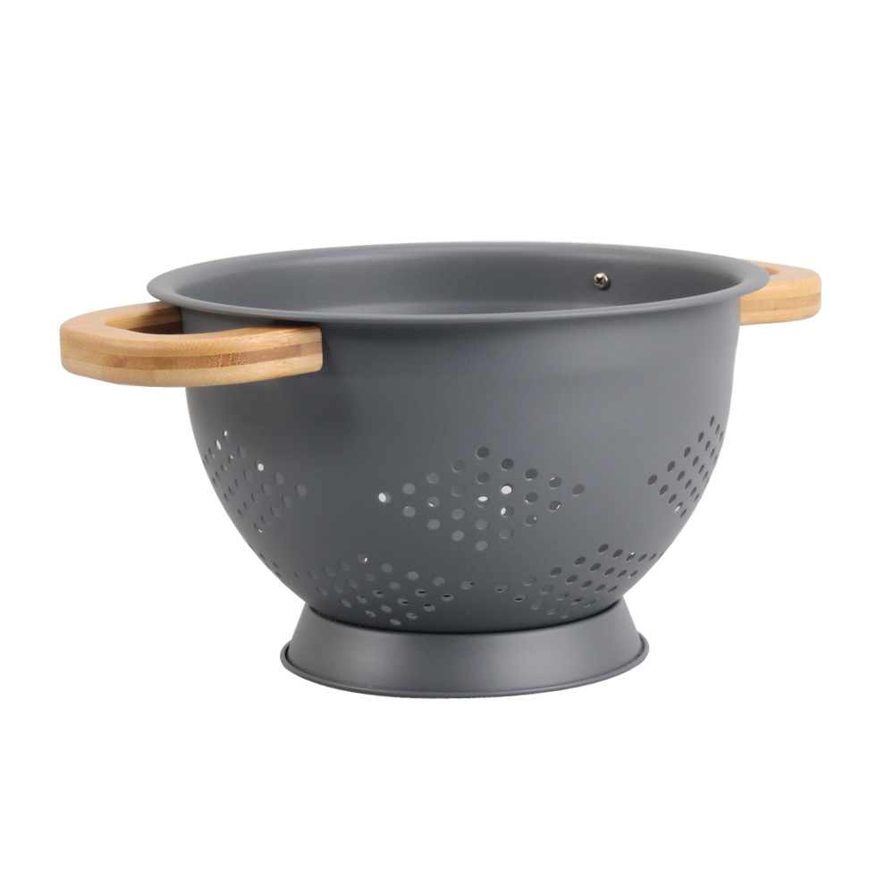 Metal Colander With Wood Handle, Set Of 3 With Bamboo Handles — 3