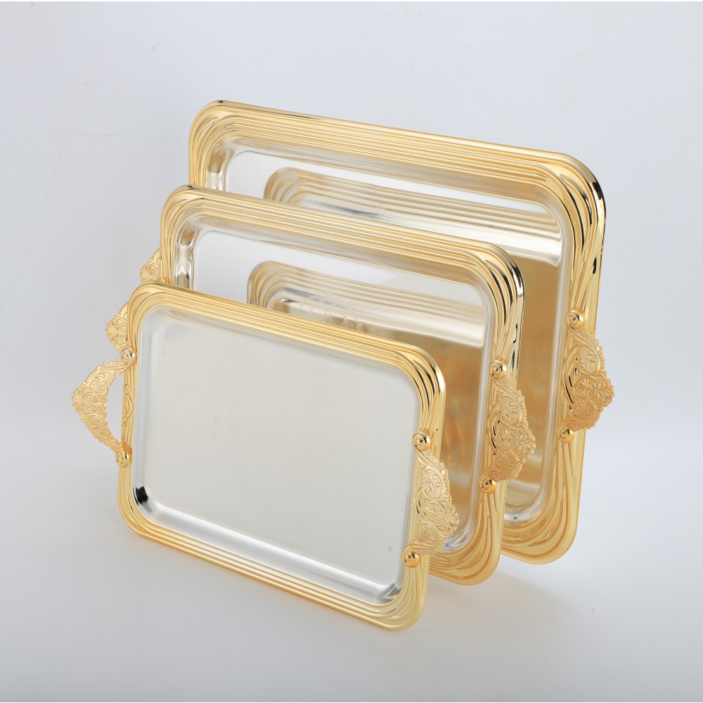 Round Side Rectangular Iron Tray