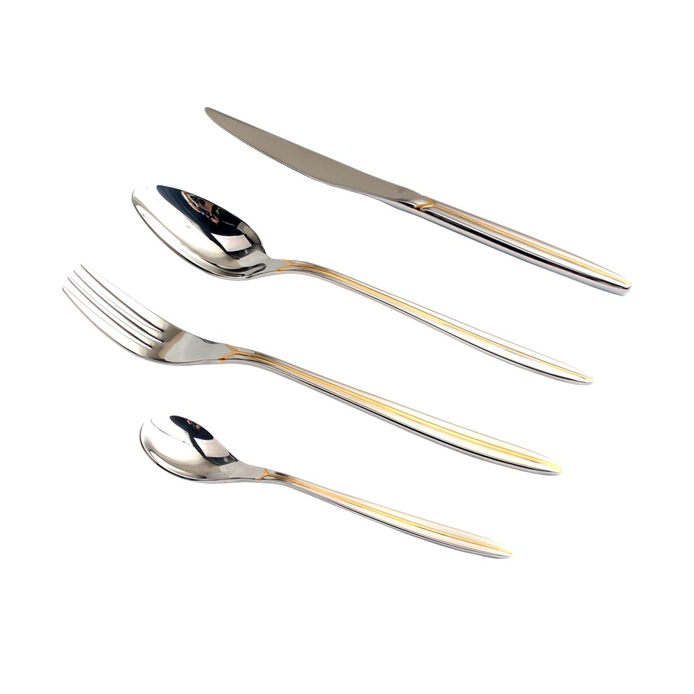 Gold Accent 4-pcs Set Stainless Steel Flatware set Dishwasher Safe — 7