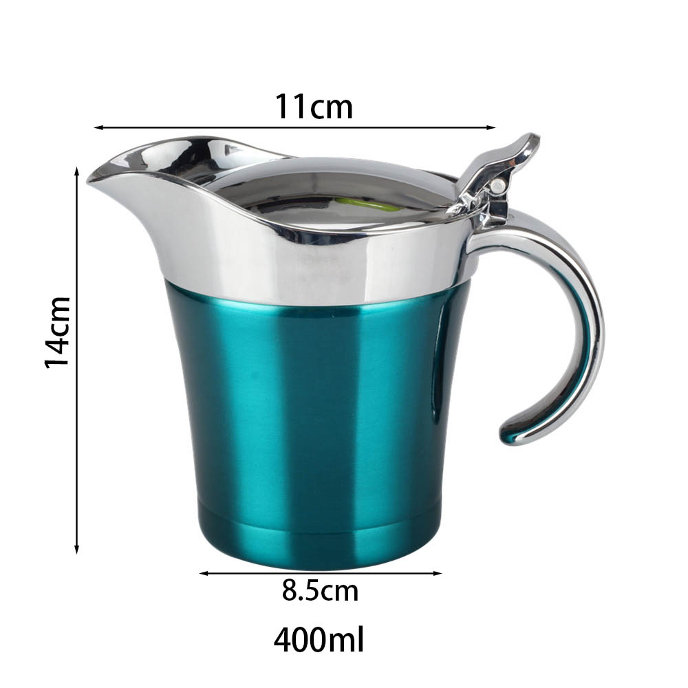 Stainless-Steel Double Insulated Gravy Boat - Sauce Jug With Hinged Lid — product information