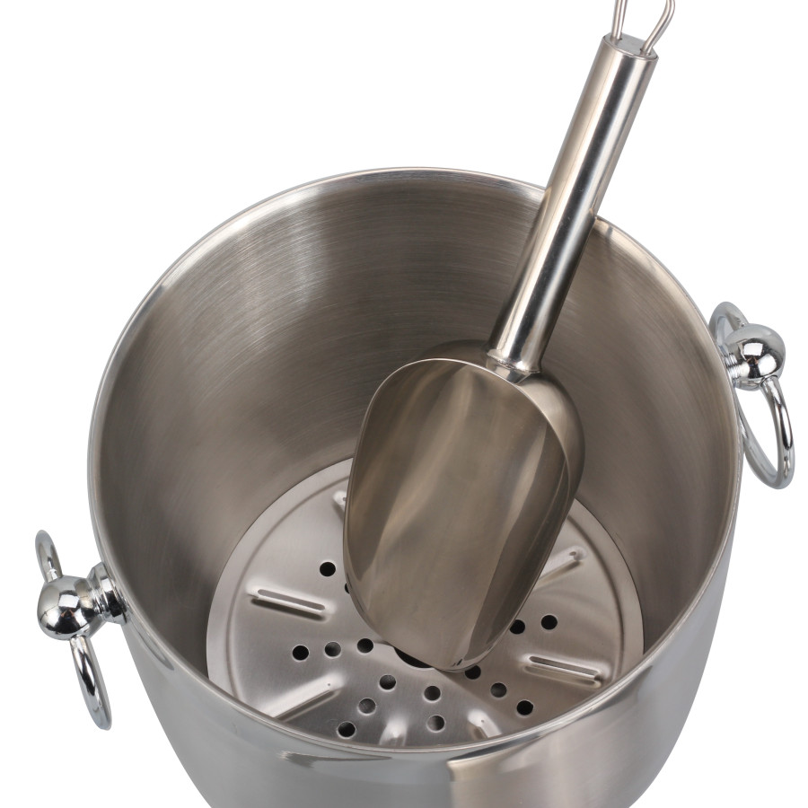 Stainless Steel Double Wall Ice Bucket, With Scoop — product information