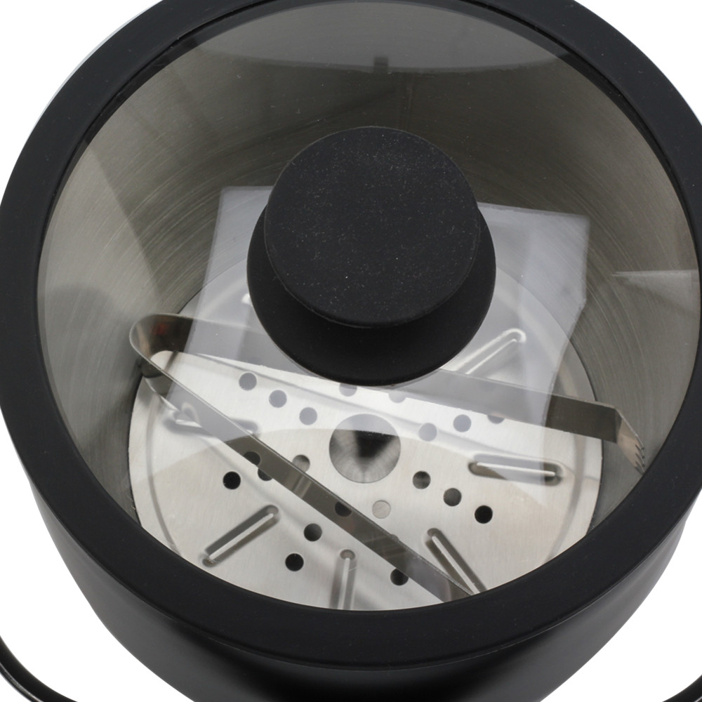Stainless Steel Double Wall Insulating Ice Bucket, With Tempered Glass Lid — product information