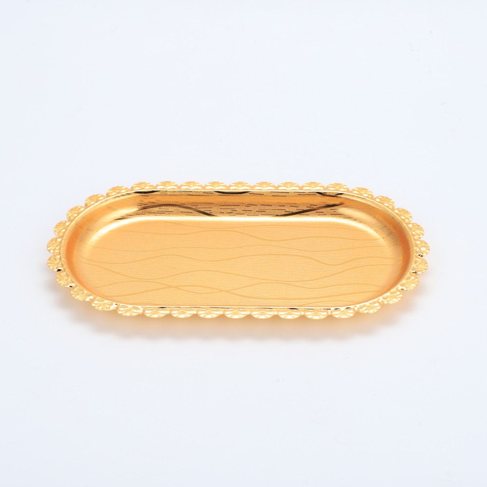 Small Lace Pattern Oval Iron Tray — 4