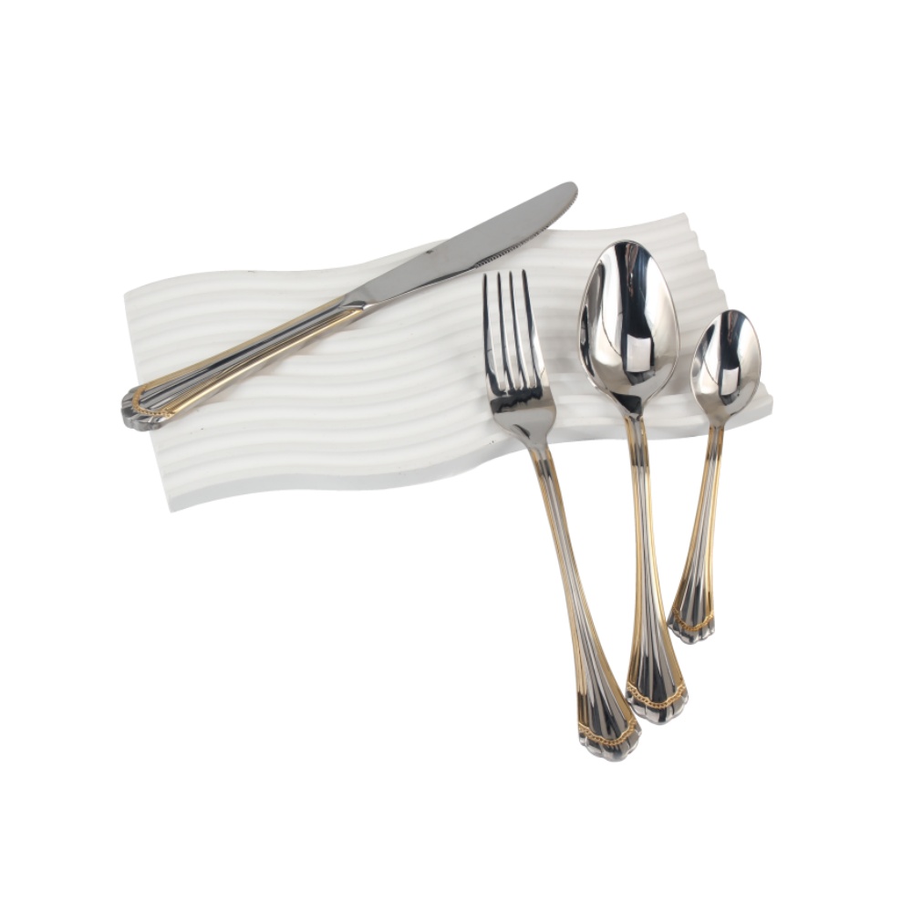 4-pcs Set Stainless Steel  Flatware set Dishwasher Safe (65, Gold Accent) — 7