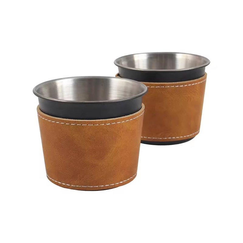 Stainless Steel Coffee Cup With Insulated Leather — product information