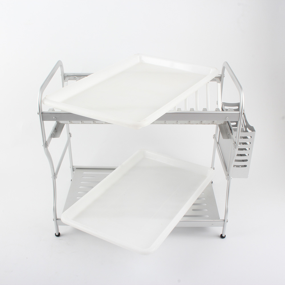 Multifunctional Dish Rack for Kitchen Counter, Anti-Rust Dish Drainers With Cutlery & Cup Holders — 3