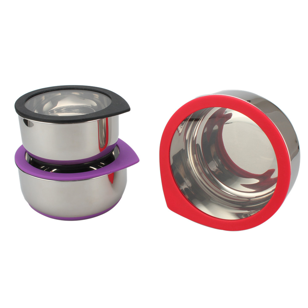 3 Pcs Stainless Steel Mixing Bowl With Nonslip Silicone — 3