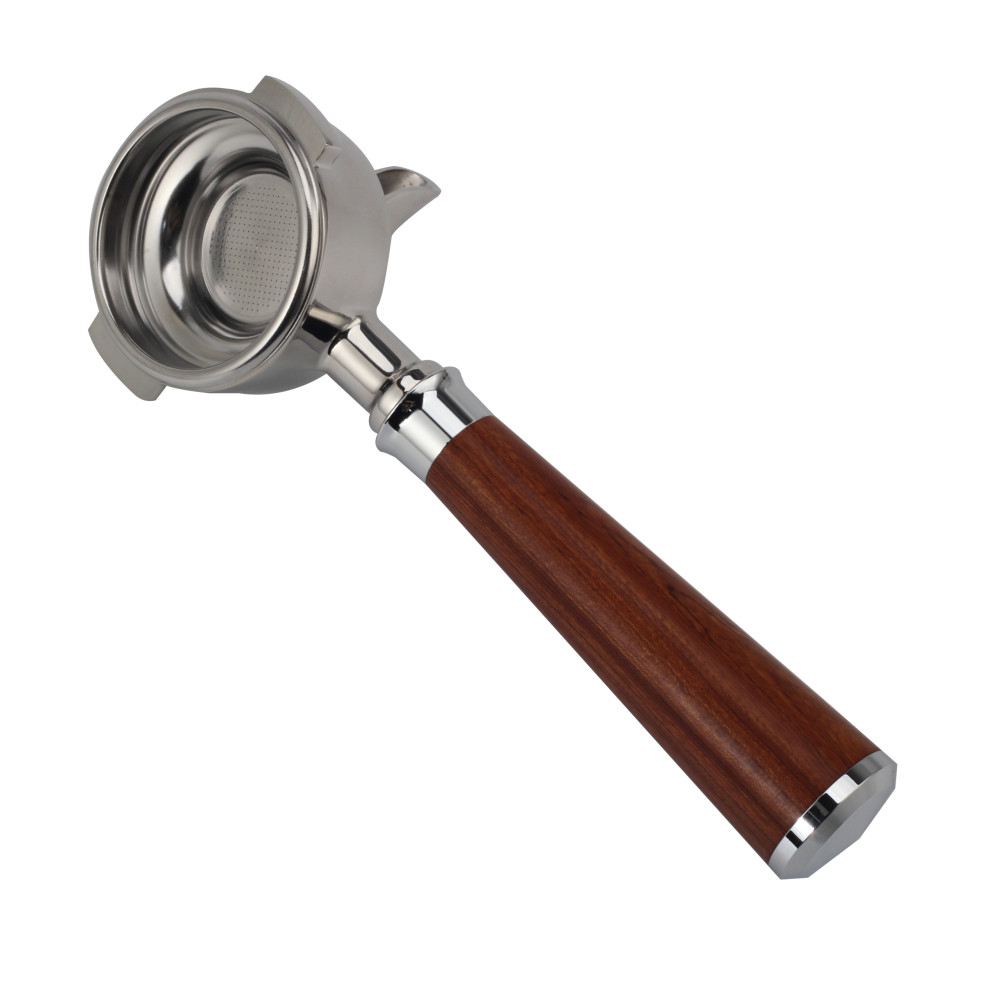 Wood Handle & Single Spout Portafilter for 2 Ears Coffee Machine — product information