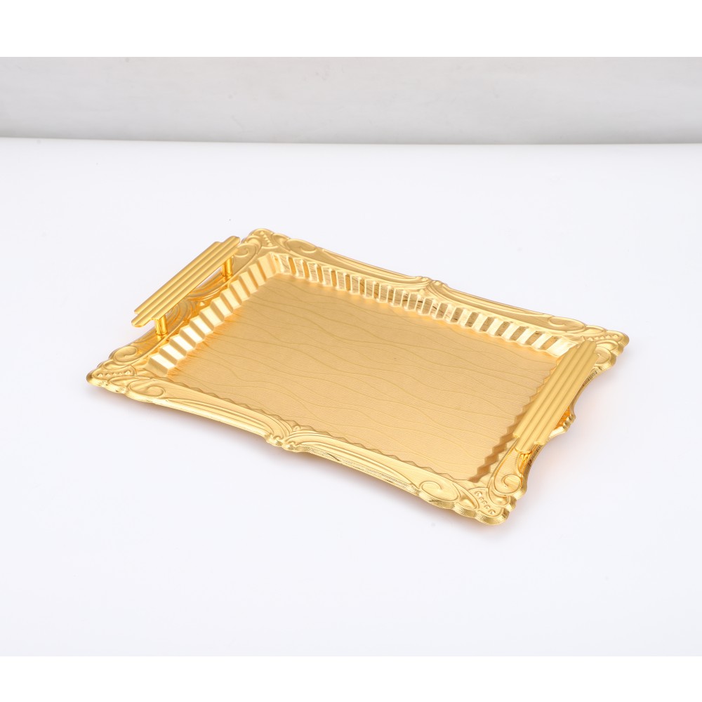 Serving Tray With Handles, Metal Iron Tray Coffee Table Tray — 6