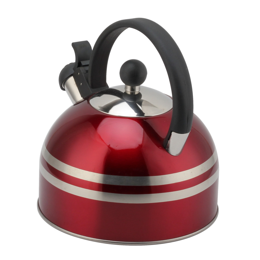 S/S Tea Kettle With Whistling Sound-Suitable for All Hob Types-Red — 2