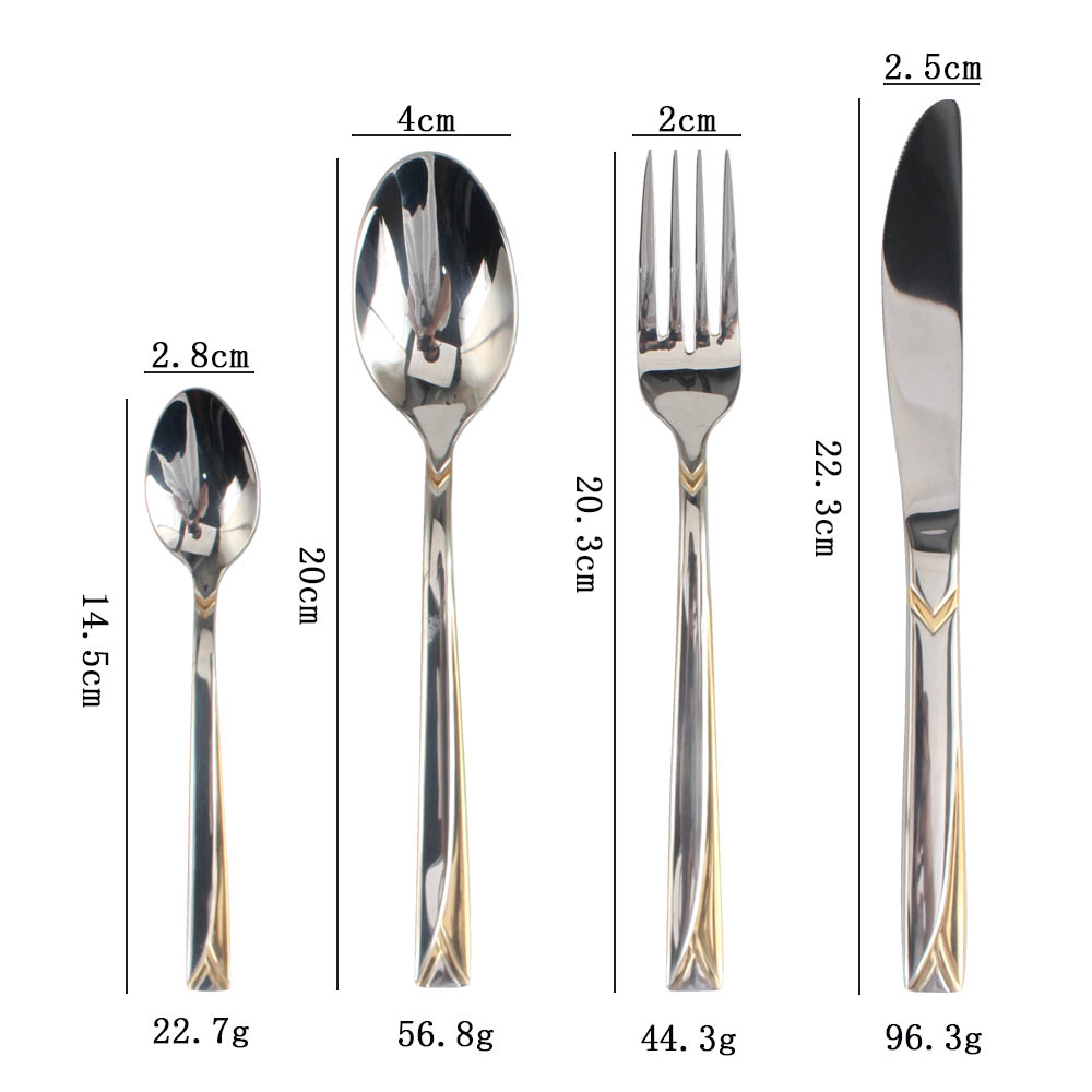 Stainless Steel Flatware Set, (65, Gold Accent) — 6