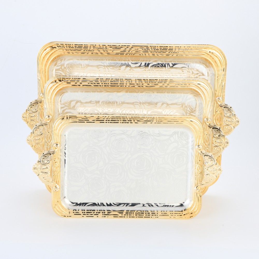 Lace Rectangular Iron Tray Pattern Double Color