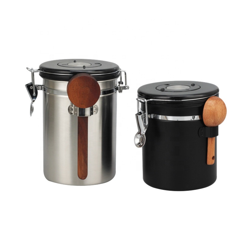 Airtight Stainless Steel Kitchen Food Storage Canister With Scoop — product information
