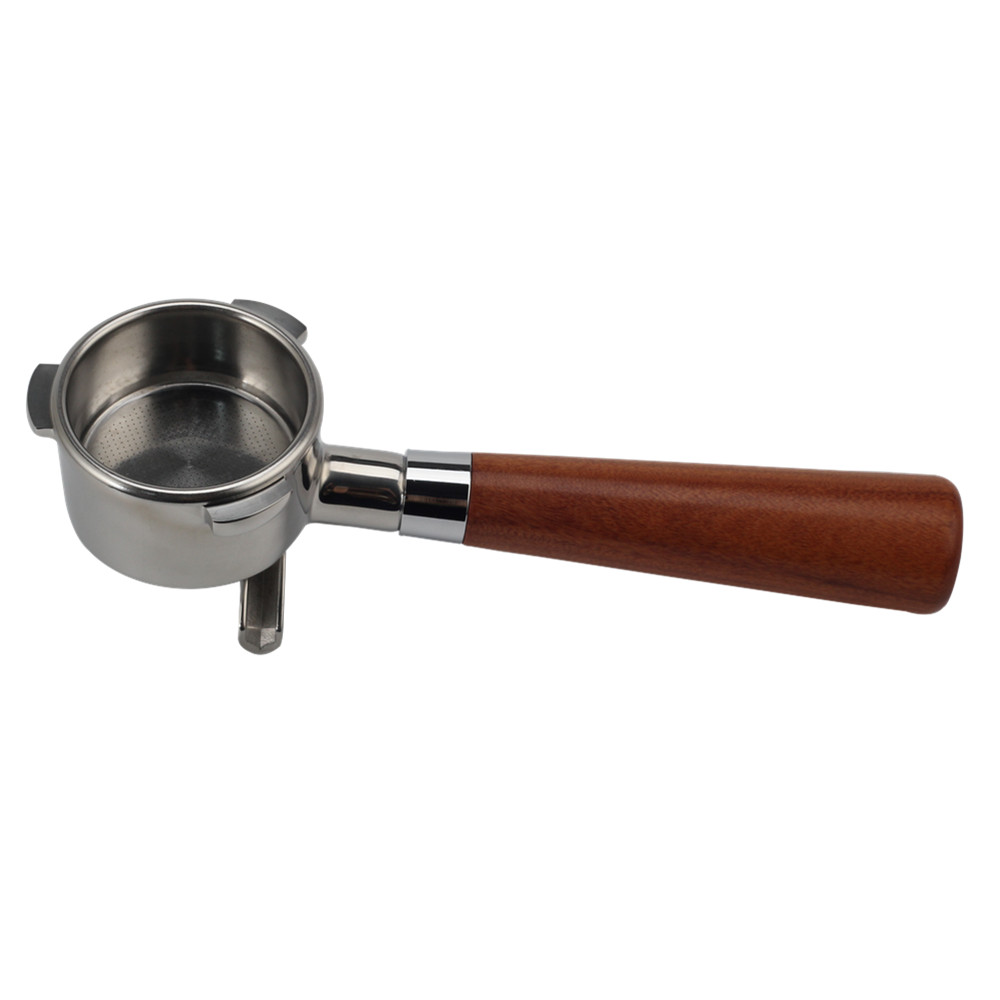 Double Spout Espresso Portafilter With Wood Handle — 2