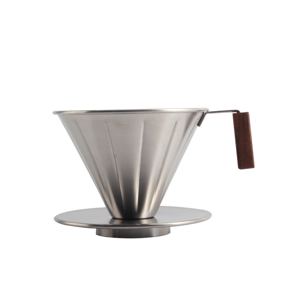 Walnut Wood Handle, Metal Reusable Drip Coffee Filter — 2