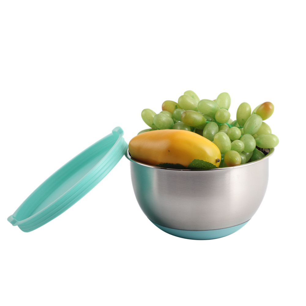 Mixing Bowl Set Of 5, Stainless Steel Salad Nesting Bowl With Pe Lids — 3