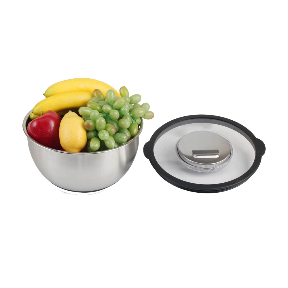 5qt Stainless Steel Mixing Bowls With Clear Lids & Grater Set — 7
